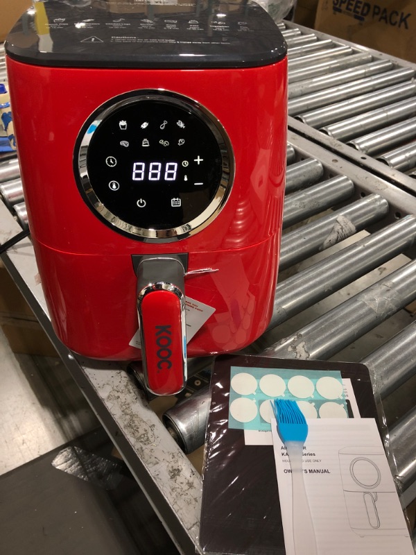 Photo 2 of [NEW LANUCH] KOOC Large Air Fryer, 4.5-Quart Electric Hot Oven Cooker, Free Cheat Sheet for Quick Reference Guide, LED Touch Digital Screen, 8 in 1, Customized Temp/Time, Nonstick Basket, Red 4.5 Quart Red-4.5QT