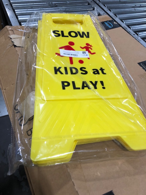 Photo 2 of CERLMLAND Caution Wet Floor Sign, Foldable Sturdy Bilingual Double-Sided Safety Warning Signs for Commercial Use, Pool (2-Pack Yellow) Yellow 2-Pack