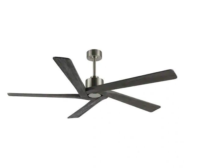 Photo 1 of 54 in. DC Indoor Nickel Ceiling Fan without Lights and Remote Control, 5 Reversible Carved Solid Wood Blades
