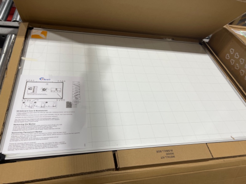 Photo 2 of XBoard Magnetic Dry Erase Whiteboard 36" x 24" - Double Sided Dry Erase White Board Planner, White Board + Grid Pattern White Board, Silver Aluminum Frame with Detachable Marker Tray for School Office 36" x 24" Grid