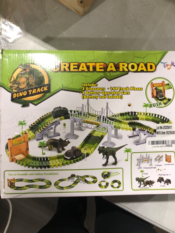 Photo 1 of Dinosaur Track Toys, 144 Pcs Flexible Track Playset Create A Dinosaur Road Race for 3+ Year Old Boys Girls Best Gift For Birthday, Party, New Year, Christmas
