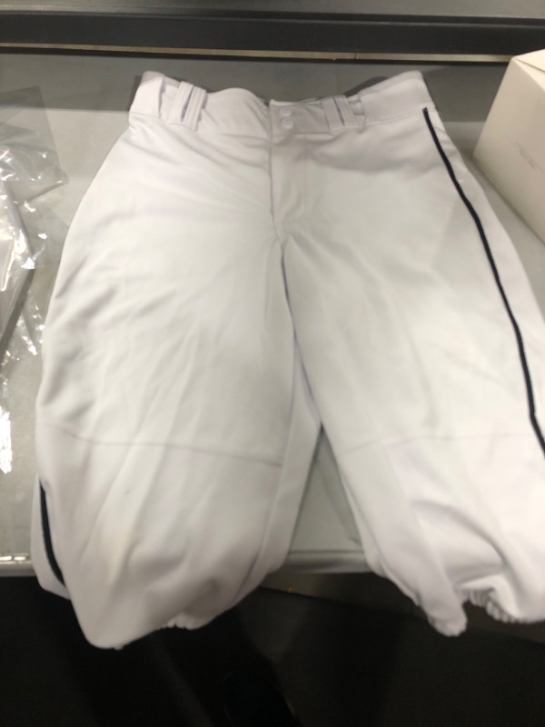 Photo 1 of CHAMPRO Men's Triple Crown Open Bottom Piped Adult Baseball Pants White, Navy Pipe medium 