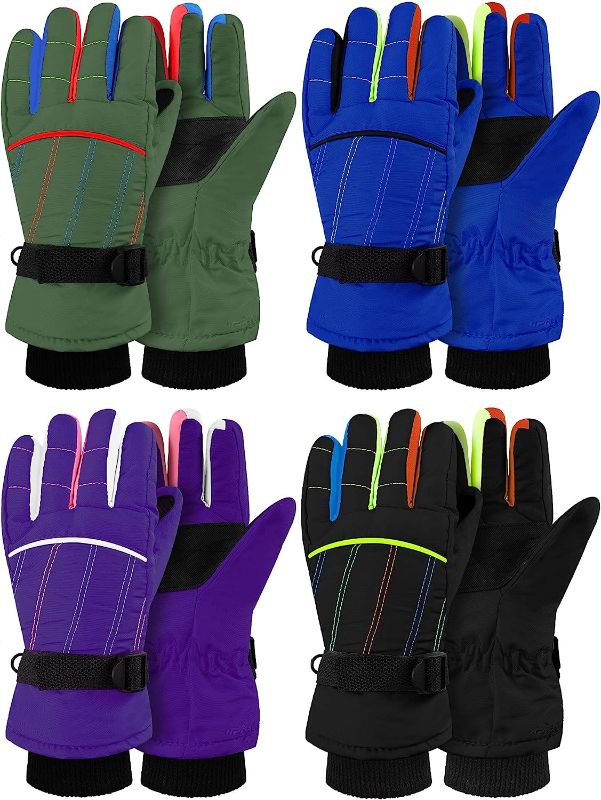 Photo 1 of 4 Pairs Kids Cycling Gloves, Mountain Bicycle Gloves Warm Child Sport Ski Gloves Toddler Fishing Gloves for Outdoor Sport Climbing Riding Football 3-6years