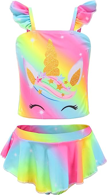 Photo 1 of Akokvlar Two Pieces Unicorn Swimsuit Mermaid Bikinis Tankini Bathing Suit for Little Girls 4T
