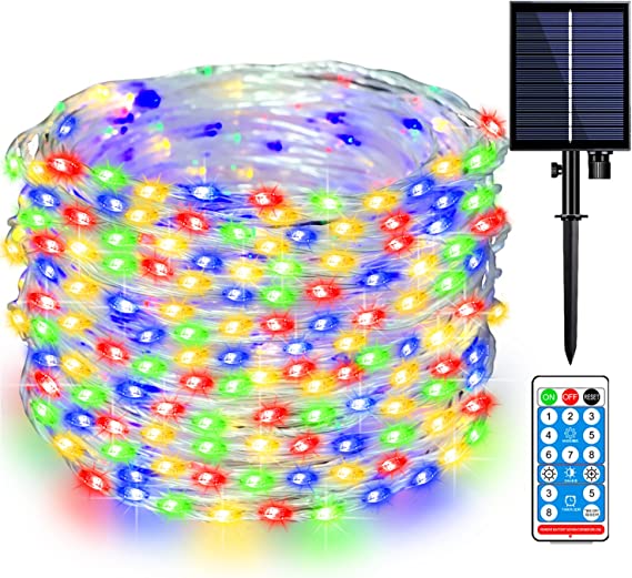 Photo 1 of 300 LED Solar Fairy Christmas String Lights 108FT, Upgraded Outdoor/Indoor Waterproof Solar Twinkle Lights Durable PVC Wire 8 Modes & Remote for Patio Garden Backyard Christmas Decoration Multicolor
