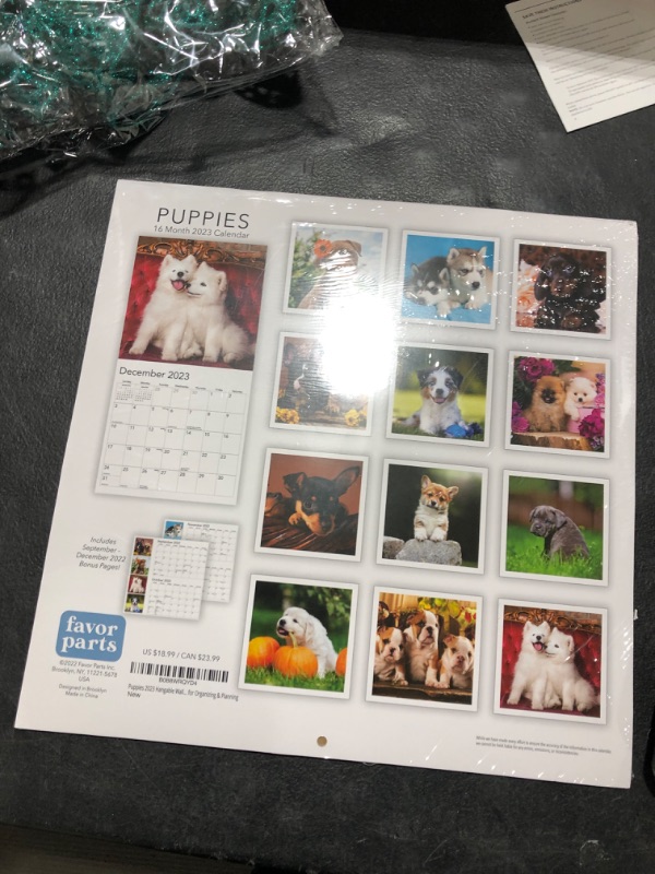 Photo 2 of Puppies 2023 Hangable Wall Calendar - 12" x 24" Open - Cute Funny Dog Photo Gift - Sturdy Thick Puppy Dogs Photography - Large Full Page 16 Months for Organizing & Planning - Includes 2022