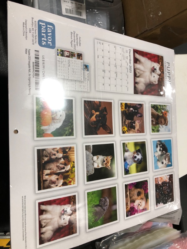 Photo 1 of Puppies 2023 Hangable Wall Calendar - 12" x 24" Open - Cute Funny Dog Photo Gift - Sturdy Thick Puppy Dogs Photography - Large Full Page 16 Months for Organizing & Planning 