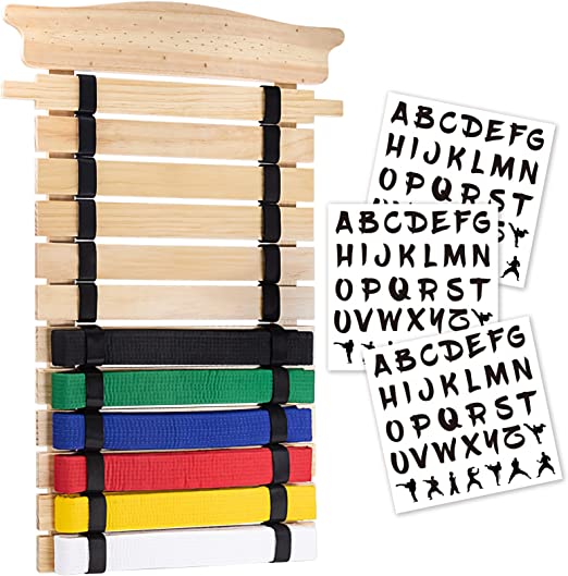 Photo 1 of Alheka Karate Belt Display Rack, 8/12 Level Martial Arts Belt Display Made of Pine Wood - Prefect Gift for Martial Arts Learners
