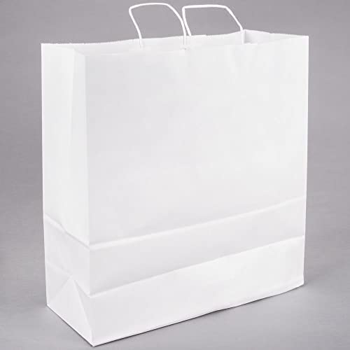 Photo 1 of 18 X 7 X 19 White Kraft Paper Gift Bags Bulk with Handles. for Shopping, Packaging, Retail, Party, Craft, Gifts, Wedding, Business, Goody and Merchandise
