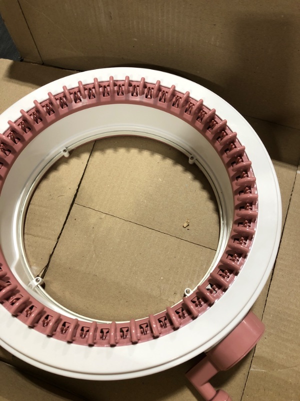 Photo 4 of 48 Needles Knitting Machines with Row Counter, Smart Weaving Loom Knitting Round Loom for Adults/Kids, Knitting Board Rotating Double Knit Loom Machine Kits Pink White 48 Needles