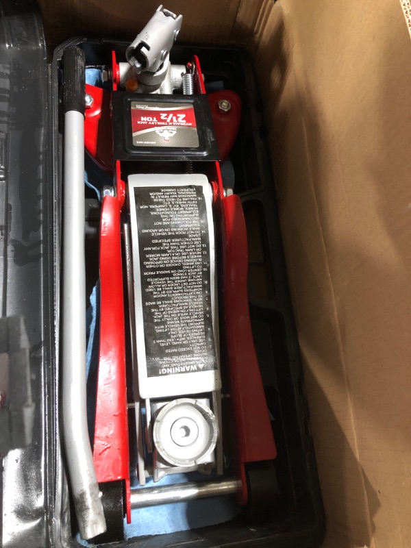 Photo 4 of JackBoss Torin Hydraulic Low Profile Floor Jack 2.5 Ton (5,000 lb) Capacity Trolley Jack with Quick Lift Pump and Portable Storage Case, Red, T825010