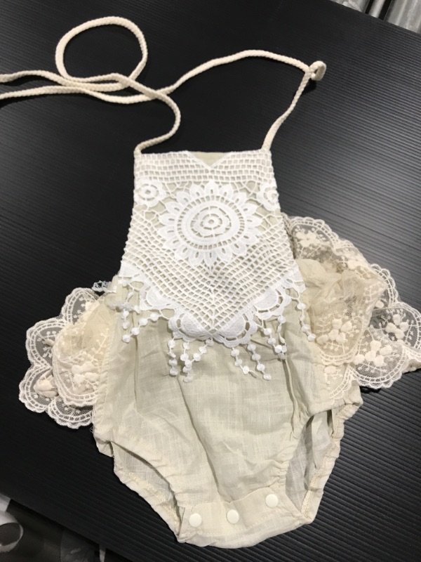 Photo 1 of "Larisalt Baby Girl Romper, Baby Girl Basic Bell Short Sleeve Cotton Romper Bodysuit-SIZE 6-9M