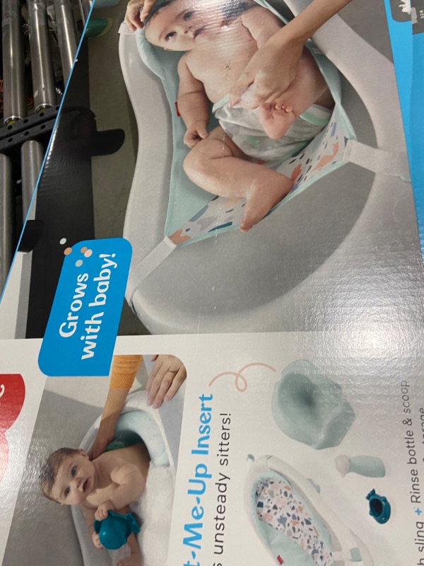 Photo 3 of Fisher-Price 4-In-1 Sling 'N Seat Bath Tub, Pacific Pebble, Baby To Toddler Convertible Tub With Seat And Toys