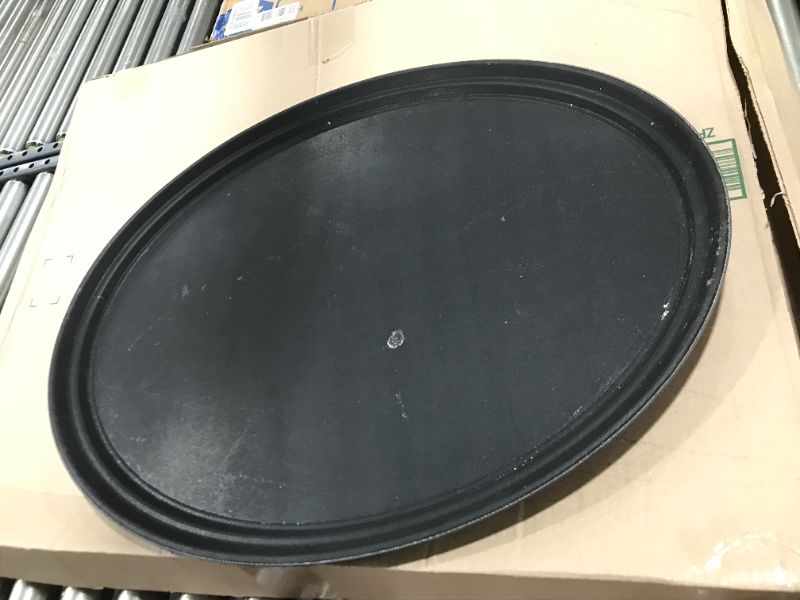 Photo 2 of 27" x 22" Black Oval Non-Skid Serving Tray