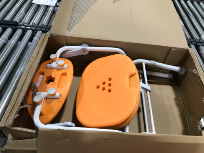 Photo 1 of Vellisond One-Click Folding Shower Chair for Inside Shower Stall, Height Adjustable Bath Chair with Arms and Back, Detachable EVA Cushion Padded Shower Seat for Seniors Elderly Handicap and Disabled