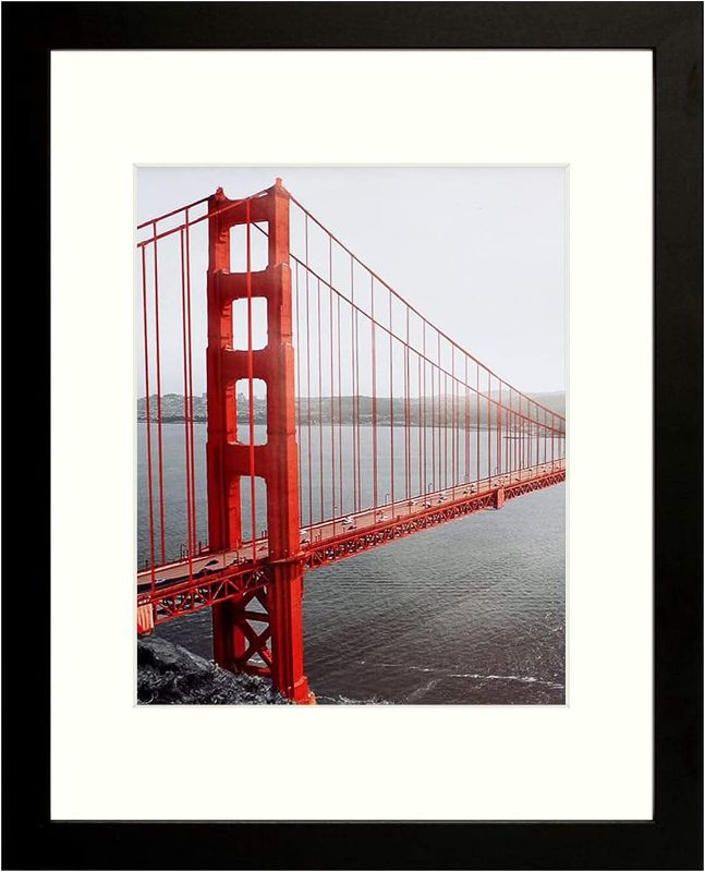 Photo 1 of 11x14 Picture Frame - Made to Display Pictures 8x10 with Mat or 11x14 Without Mat - Wide Molding - Pre-Installed Wall Mounting Hardware (Black, 1 Pack)