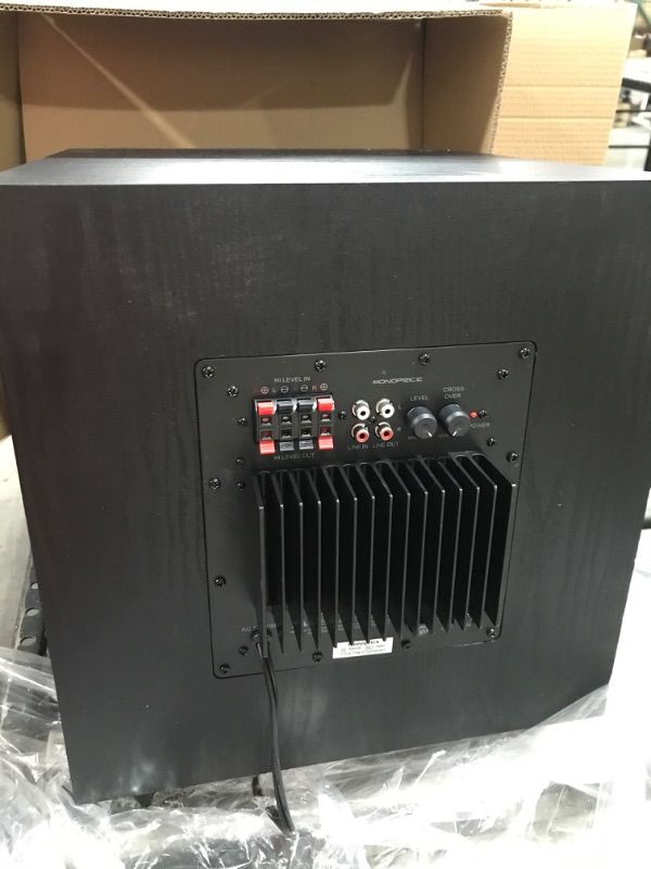Photo 3 of Monoprice SW-10 150 Watt RMS (300 Watt Peak) Powered Subwoofer 10in, Ported Design, Variable Phase Control, Variable Low Pass Filter, for Home Theater
