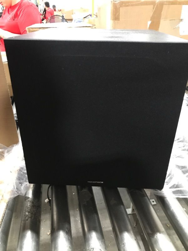 Photo 2 of Monoprice SW-10 150 Watt RMS (300 Watt Peak) Powered Subwoofer 10in, Ported Design, Variable Phase Control, Variable Low Pass Filter, for Home Theater
