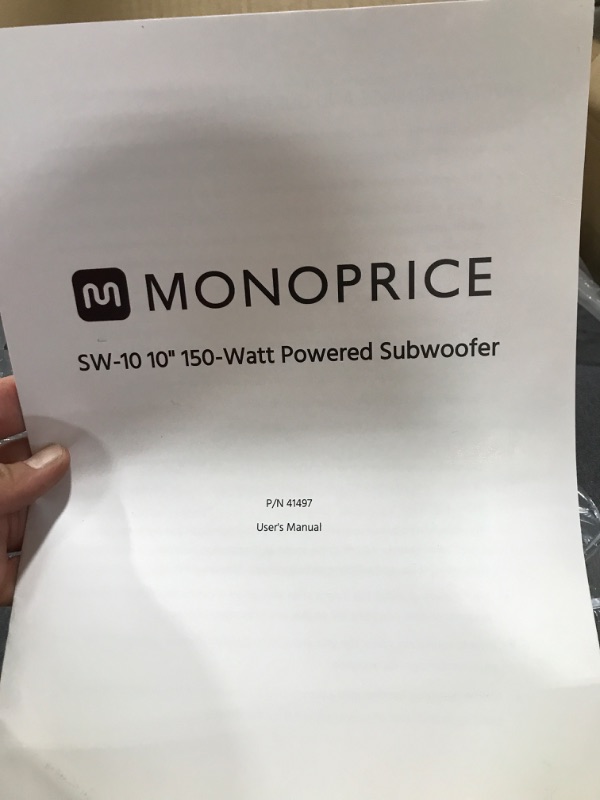 Photo 4 of Monoprice SW-10 150 Watt RMS (300 Watt Peak) Powered Subwoofer 10in, Ported Design, Variable Phase Control, Variable Low Pass Filter, for Home Theater
