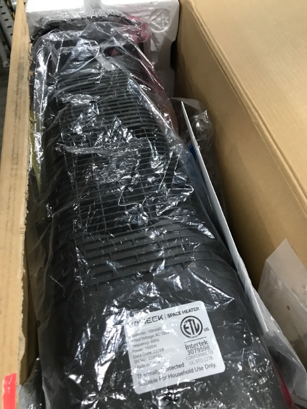 Photo 1 of 24" Space Heater, Voweek 1500W PTC Fast Heating Ceramic Heater for Office, Large Room, Indoor Use, Bedroom, Electric Heater with Thermostat, Remote, 3 Modes, ETL Certified, 12H Timer, 90° Oscillating Black