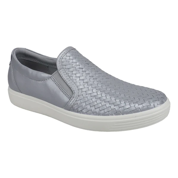 Photo 1 of 9.5 ECCO Women's Soft  Woven Slip-On Silver/Grey/Metallic