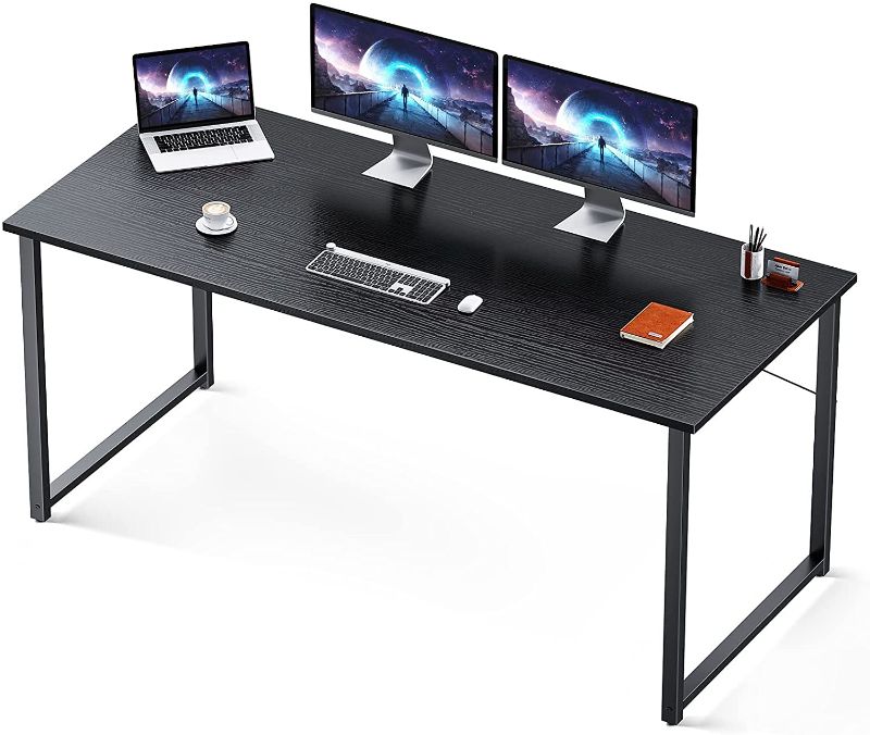 Photo 1 of Coleshome 63 Inch Computer Desk, Modern Simple Style Desk for Home Office, Study Student Writing Desk,Black
