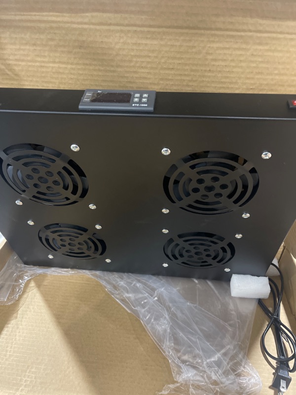Photo 1 of Rack Mount Fan - 4 Fans Server Cooling System - 1U 19" Rackmount Cabinet Panel w/Adjustable Temperature Control (Heat Monitor - Digital Display) Alarm Sensor (Overheat Air Flow Exhaust) Tupavco TP1701