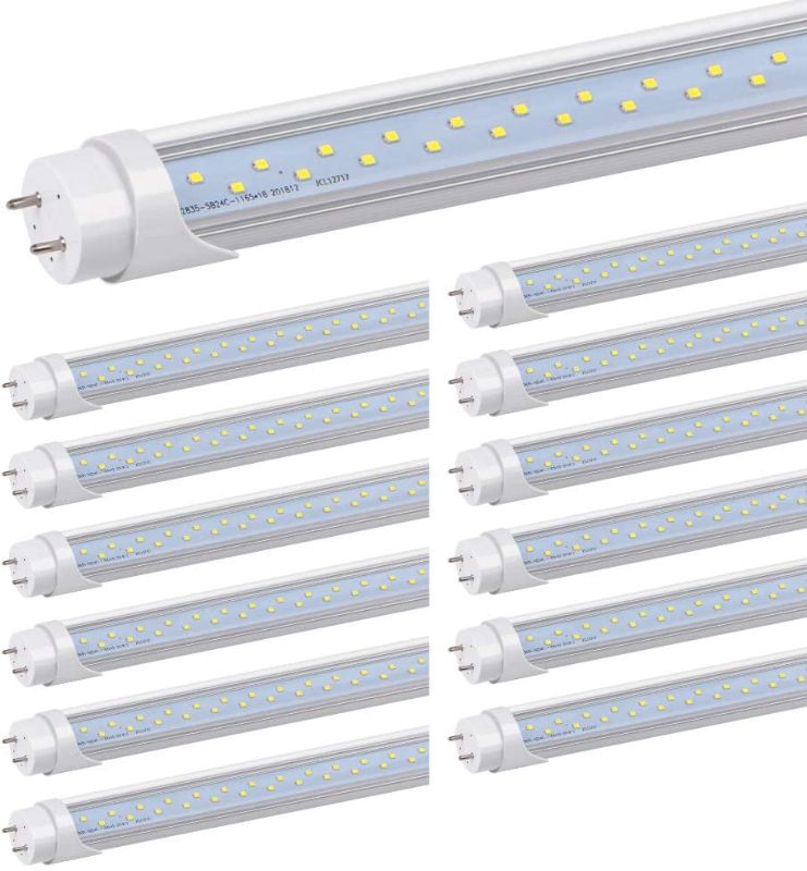 Photo 1 of Kihung T8 Led Bulbs 4 Foot, 12 Packs, 24W, 3120LM 6000K, Daylight White Led Tube Lights 4ft, Ballast Bypass, Dual-end Powered, T8 T10 T12 Led 4ft Replacement Fluorescent Bulbs, V Shape Led T8
