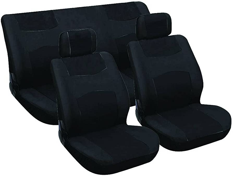 Photo 1 of 6 PIECES, BLACK CAR SEAT COVERS, FRONT TWO SEATS W/ HEADREST COVERS, PASSENGER COVERS HEAD RESTS NOT INCLUDED 