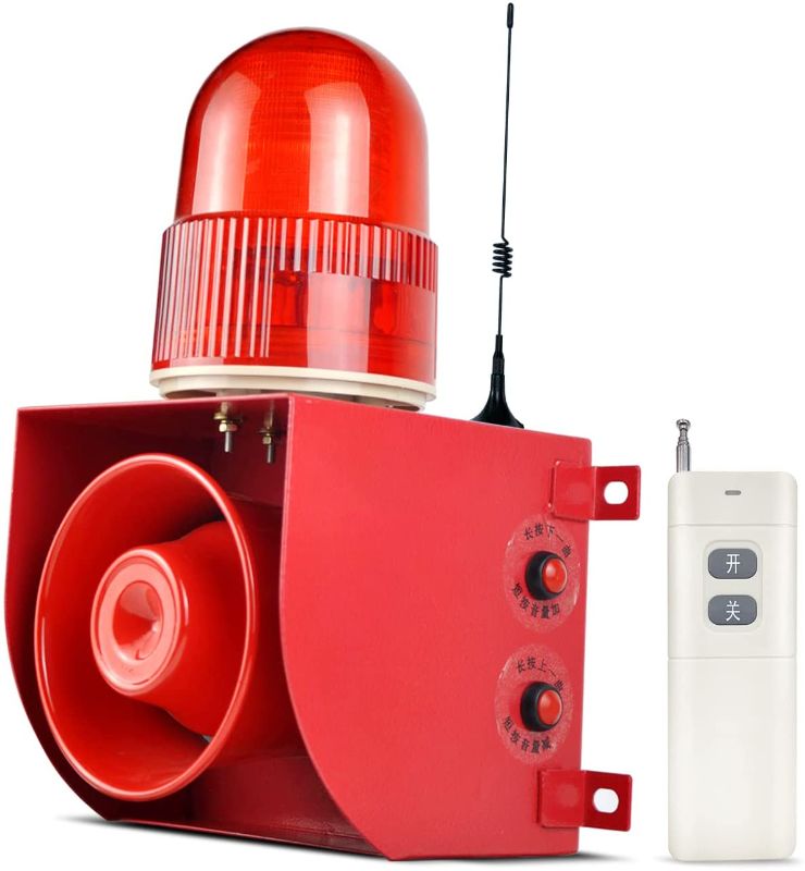 Photo 1 of YASONG SLA-01HY Outdoor Remote Control LED Strobe Alarm Siren, 1.2 Mile Long Distance Barrier-Free Control, 120dB Speaker, 9 Tones Adjustable with USB Port, 25 Watts IP65 AC110V 