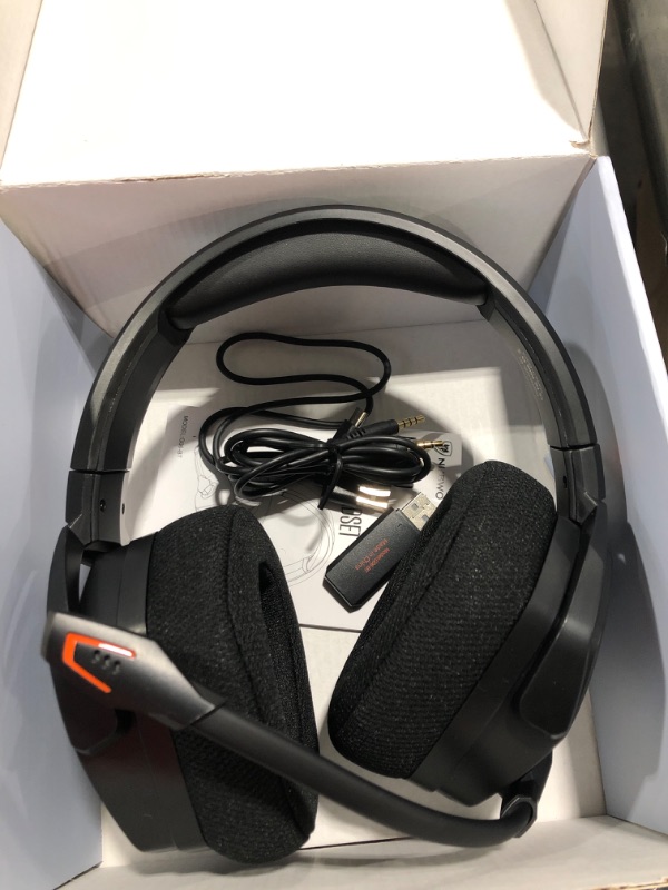Photo 1 of NUBWO G06 Wireless Gaming Headset with Microphone for PS5, PS4, PC, Mac, 3-in-1 Gamer Headphones with Mic, 2.4GHz Wireless for Playstation Console, Bluetooth Mode for Switch, Wired Mode for Controller Orange