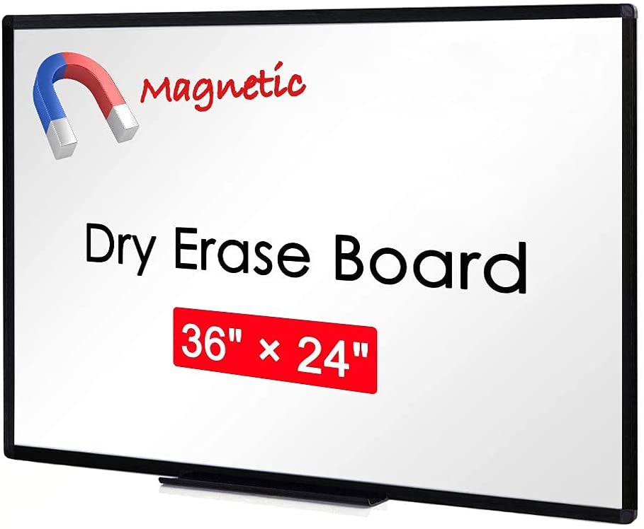 Photo 1 of VIZ-PRO Magnetic Dry Erase White Board, 36 X 24 Inches, Black Aluminium Frame