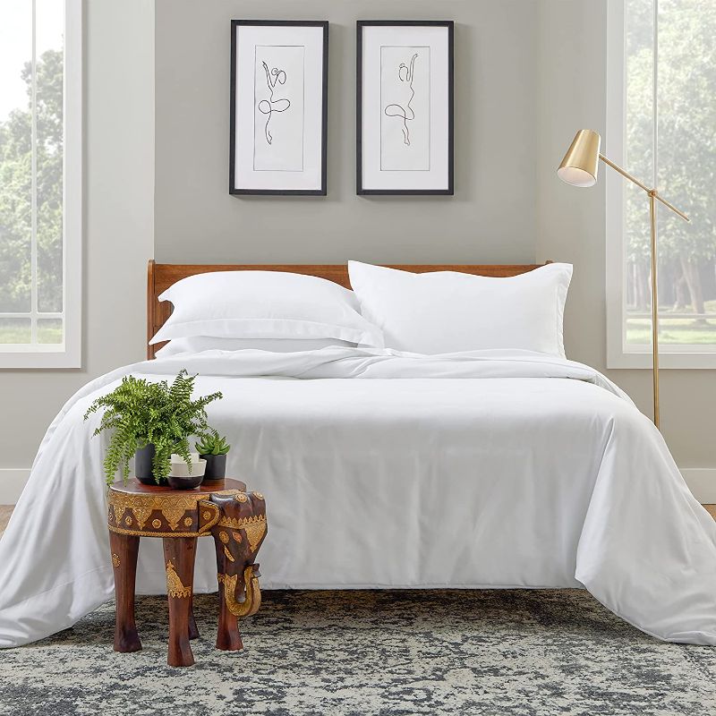 Photo 1 of Cosy House Collection Luxury Duvet Cover Set 3-Piece - Ultra Soft Bedding - Zippered Comforter Protector, Includes 2 Pillow Shams - Full/Queen - White