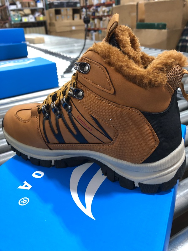 Photo 2 of Khaki Lamincoa Winter Snow Hiking Boots for Women Warm Faux-fur-lining Anti Slip Trekking Boots Size 38Kids