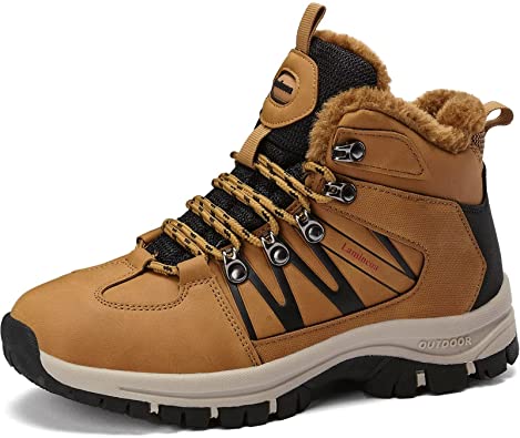 Photo 1 of Khaki Lamincoa Winter Snow Hiking Boots for Women Warm Faux-fur-lining Anti Slip Trekking Boots Size 38Kids