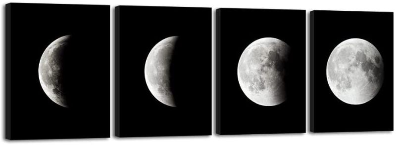 Photo 1 of Art Eclipse of the Moon Modern Canvas Prints Wall Decorations for Living Room Size:12x16inchx4pcs (30x40cmx4pcs)