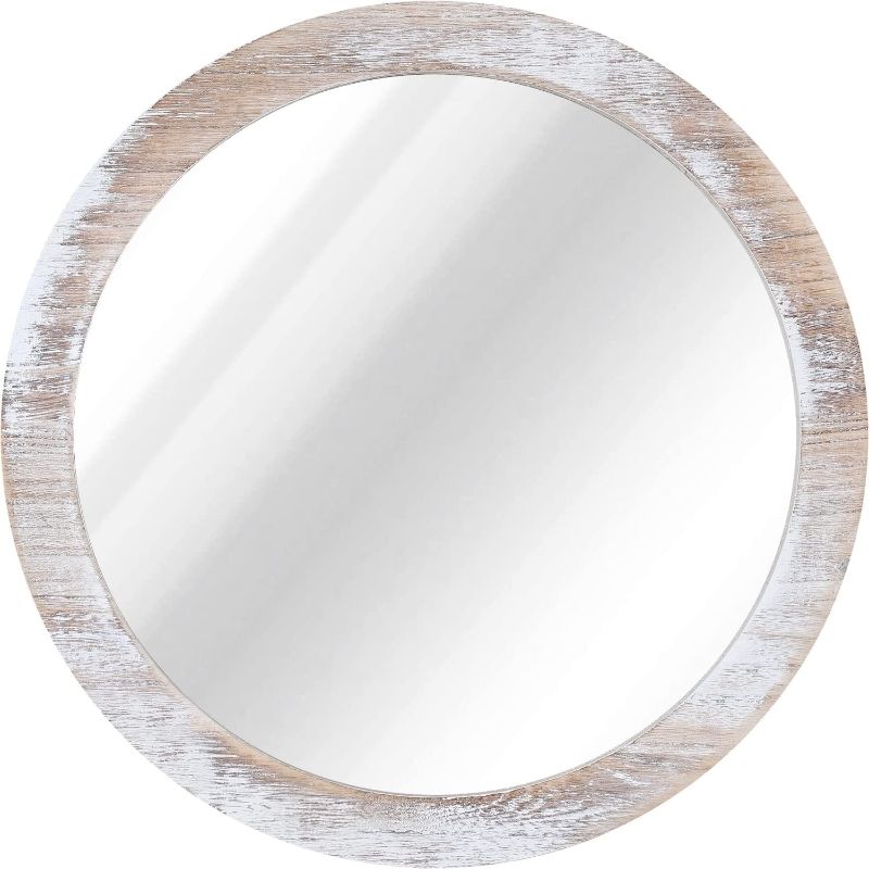 Photo 1 of 
JJUUYOU Rustic Circle Wall Mirror 20 Inch for Home Decor Vintage White Round