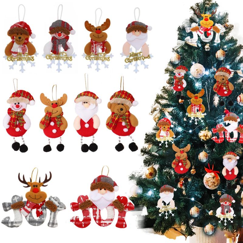 Photo 1 of 10 Pieces Christmas Tree Plush Ornaments Christmas Plush Hanging Doll Xmas Tree Plush Pendants Santa Claus Snowman Elk Bear Ornaments for Christmas Festive Holiday Party Decoration https://a.co/d/8bHxvzS