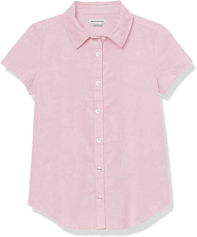 Photo 1 of Amazon Essentials Girls' Uniform Classic Fit Short-Sleeve Oxford Shirt 