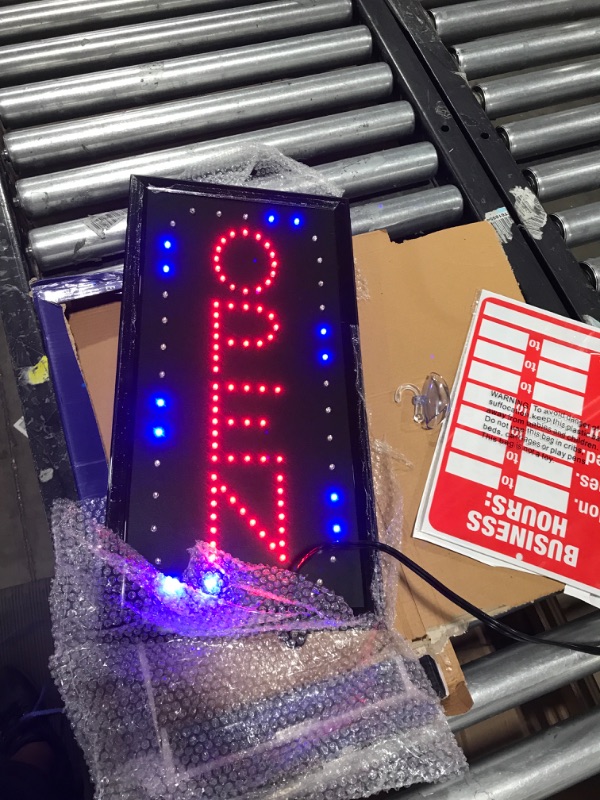 Photo 2 of Ultima LED Neon Open Sign for Business: Vertical Lighted Sign Open with Flashing Mode – Indoor Electric Light up Sign for Stores (19 x 10 in) Includes Business Hours and Open & Closed Signs Model 5 19" x 10"