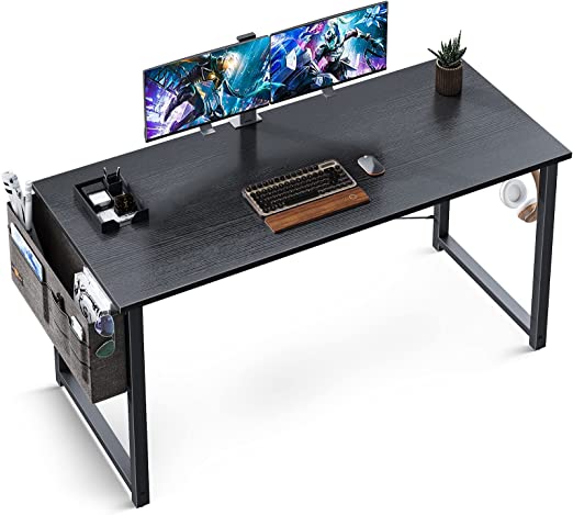 Photo 1 of ODK Computer Writing Desk 47 inch, Sturdy Home Office Table, Work Desk with A Storage Bag and Headphone Hook, Black
