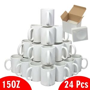 Photo 1 of 24 Pcs 15oz White Sublimation Coffee Mugs Blank Each mug Comes in a Foam Box
