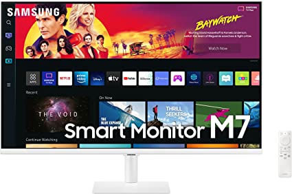 Photo 1 of SAMSUNG 32" M70B Series 4K UHD USB-C Smart Monitor & Streaming TV, 4ms, 60Hz, HDR10, Wireless Display, Slimfit Camera, Gaming and IoT Hubs, Alexa Built in, 2022, LS32BM703UNXZA, White
