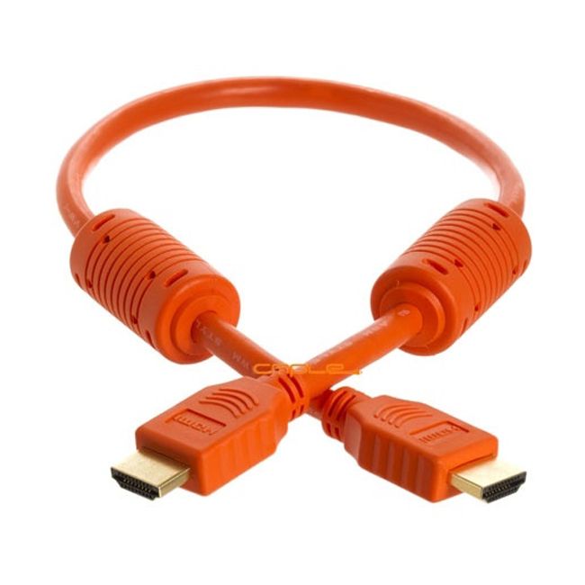 Photo 1 of 986-N 28AWG HDMI Cable with Ferrite Cores - Orange - 1.5FT
