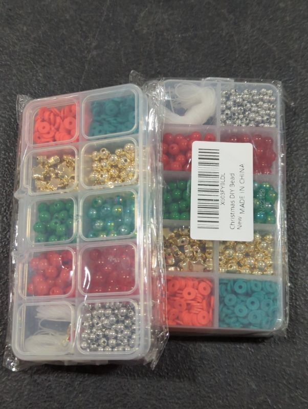 Photo 2 of Pack of 2 - Beads for Jewelry Making 700pcs, Christmas Beads with Charms Beads and Clay Beads, Birthday Gift DIY Bracelet Necklace Making Kit Gift