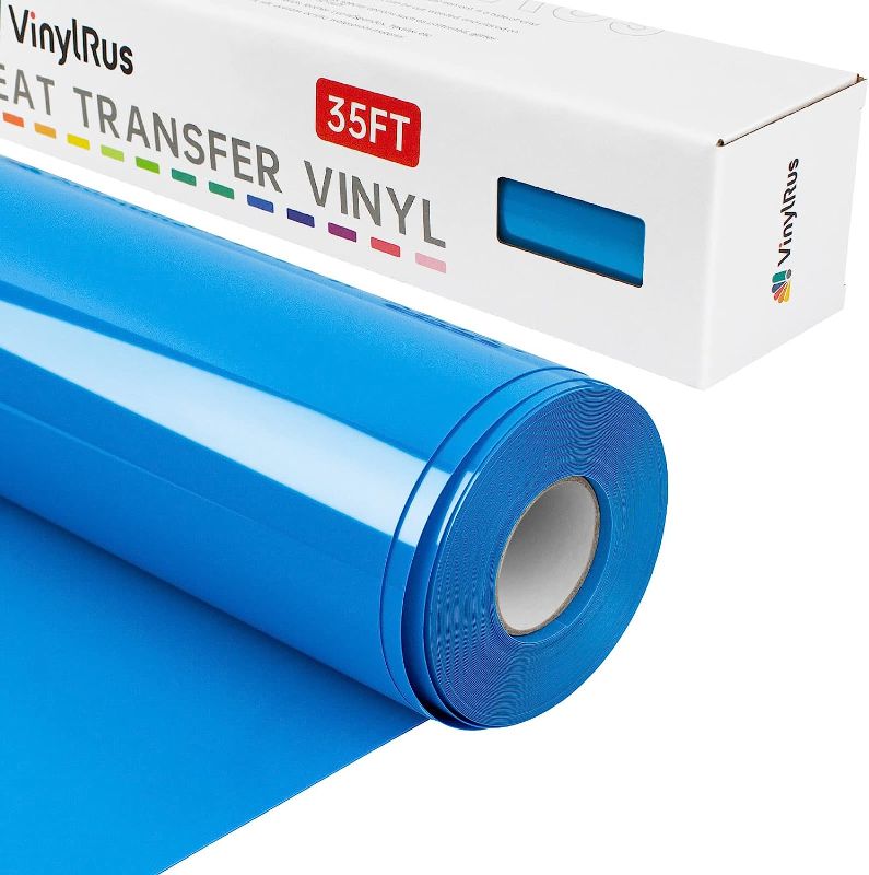 Photo 1 of  Heat Transfer Vinyl-12” x 35ft Sky Blue Iron on Vinyl Roll for Shirts, HTV Vinyl for Silhouette Cameo, Cricut, Easy to Cut 