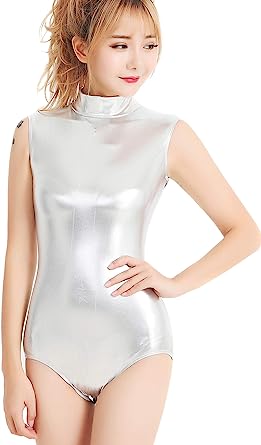 Photo 1 of speerise Adult Shiny Metallic One Pieces Turtleneck Dance Leotard Bodysuit Costume - L