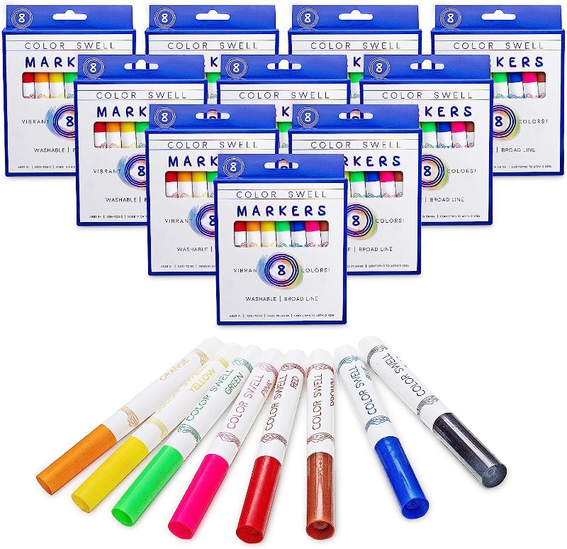 Photo 1 of Color Swell Washable Markers 10 Boxes of 8 Vibrant Colors Are Perfect for Teachers, Kids, Parties, and Classrooms 