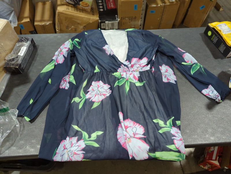 Photo 1 of Blue sheer floral print dress