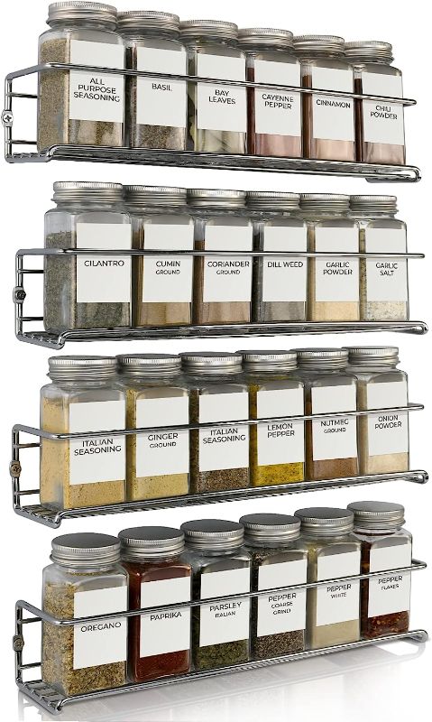 Photo 1 of ZICOTO Premium Spice Rack Organizer for Cabinets or Wall Mounts - Space Saving Set of 4 Hanging Racks - Perfect Seasoning Organizer For Your Kitchen Cabinet, Cupboard or Pantry Door
